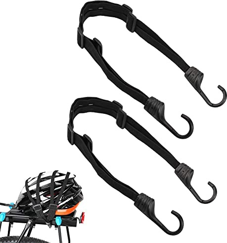 Shiwaki 2 Pièces Sangle de Bagage avec Crochet pour Velo Moto, Rétractable élastique Casque Sangles, Tendeur vélo, Tendeur Plat avec Crochets, Sangle Bagage Elastique (Noir)