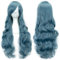 IMISSU 80cm langes lockiges Naturhaar Cosplay Perücke mit Pony Buntes Halloween Kostüm Party Perücken für Frauen (Navy blau)