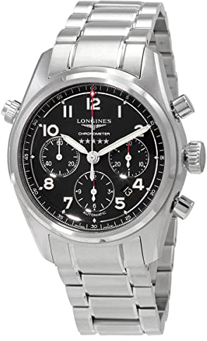 Longines Spirit Chronograph Automatik schwarzes Zifferblatt Herrenuhr L3.820.4.53.6, schwarz, Chronograph