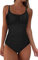 NLAND Donna Costume Intero Costume da Bagno da Spiaggia Donna Retro Bikini Push Up con Volant Monokini (Nero,M)
