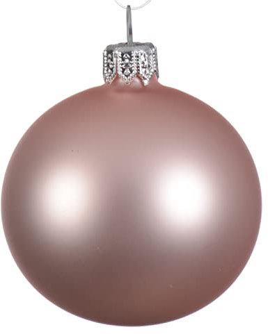 Magie di Natale Weihnachtsbaumkugeln aus Glas verziert (6 cm, Rosa Blush matt, 6)