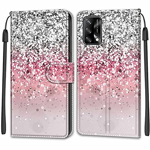 Feyten Kompatibel mit Oppo A74 4G/F19 4G Hülle, Handyhülle Oppo A74 4G/F19 4G,Handytasche PU Leder Klappbar Schutzhülle Wallet Kartenfach Magnet Klapphülle Case Brieftasche Lederhülle(Bling)