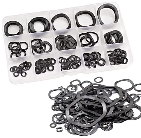 FEEIMOL 200 Pièces Compression de Type Wavy Vague Crinkle Spring Rondelles Assortiment Kit en Acier au Carbone Rondelle Ondulée Ressort M3 M4 M5 M6 M8 M10 M12 M14 M16 M19 M21 M22 M24