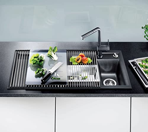 Yarhom Escurridor de platos sobre el fregadero, escurridores de platos enrollables para encimera de cocina, accesorios esenciales de cocina para el nuevo hogar (25 tubos de 50 x 50 cm)