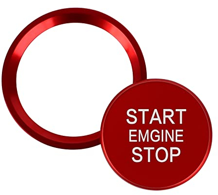 1 Stück Motor-Startknopf Abdeckung, Start Stop Knopf Aufkleber Start Stop Knopf Aufkleber Kompatibel für Neu A4L/A6L/Q5L/A5/Q7 Rot