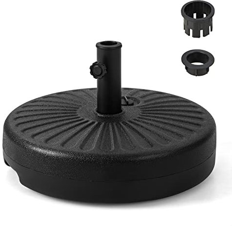 COSTWAY Pied de Parasol Lourd pour Parasolφ38/48 mm, Socle Parasol Extérieur en HDPE Rempli de 28Kg Sable/18L Eau, pour Terrasse Piscine Patio Jardin Restaurant, Dia.50 x H30 cm