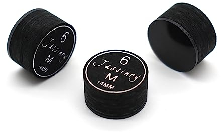 BILMAG Billard Cue Tip Queue Leder Klebeleder 14mm Clear Black, 6 Schichten in Härtegrad Hard, Medium, Soft (Härtegrad: Medium)