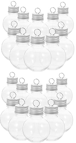 Amosfun 20 Pcs Christmas Spherical Bottle Plastic Fillable Sphere Ornaments Fillable Christmas Balls Xmas Booze Balls Water Bottle Bulbs Juices Light Bulb Cup Travel Christmas Tree The Pet