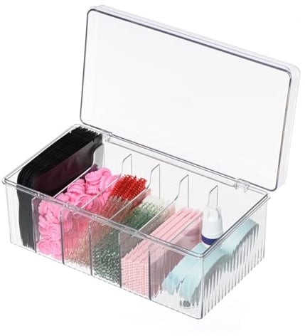 POCMKO Lash Extension Organizers and Storage, Lash Extension Supplies Organizer, Lash Cart Organizer, Acrylic Large Capacity Eyelash Extension Supplies Storage Box, Lashes Supplies Container