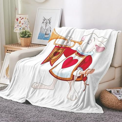 EHOMERY Dicke Kuscheldecke Warm Tragbare Decke Kuscheldecke Outdoor Camping Couch Decken Überwurf Hase Königlicher Trompeter Karikatur Klimaanlagen-Decke Rot 200x150cm