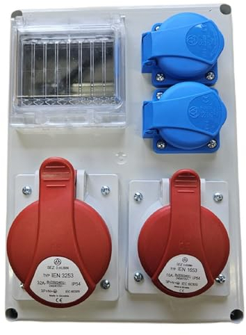 NAKA Stromverteiler Wandverteiler Profi-Baustromverteiler CEE 2x16A 2x230V mit Hager-Sicherungen Schuko mit Stromzähler LCD ROS-I1601A/S 99H-1