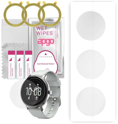 apgo 3 Stück Schutzfolie, klar, kompatibel mit Hama Fit Watch 4910 Smartwatch, Hydrogel Displayschutzfolie mit Positionierhilfe, Displayfolie, robust und kratzfest