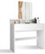 MIADOMODO® Schminktisch - mit Spiegel, 2 Schubladen, 3 offene Fächer, Ablagefläche, Edel, Stabil, Platzsparend, Weiß - Vanity Table, Kosmetiktisch, Make Up Tisch, Frisiertisch, Frisierkommode