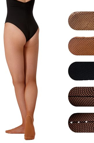 Medias profesionales de malla para danza, lisas, costura trasera o diamante de costura trasera para baile latino Tap Jazz Dance en color caramelo tostado y negro
