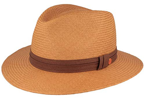 Mayser Orginal Panama-Hut Stroh-Hut Sommer-Hut aus Ecuador – Traditionell Handgeflochten, gefüttertes Schweißband, Bruchschutz Braun 62