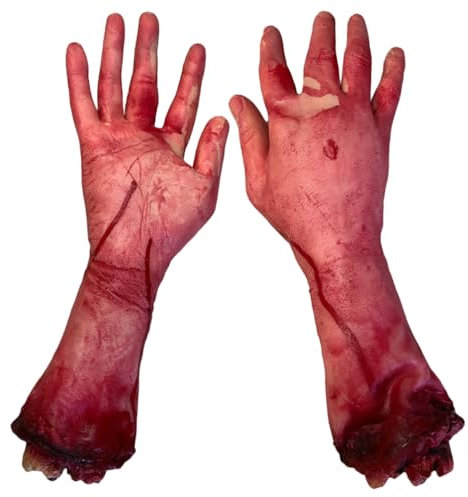 TOYANDONA 2 Stück Halloween Gefälschte Hand Gummi Gefälschte Blutige Hand Gebrochene Männer Hand Blut Halloween Dekoration Abgetrennte Blutige Gliedmaßen Neuheit Tote Gebrochene Hand