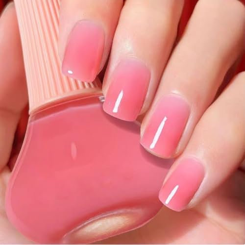 Jelly Pink Nail Polish, Long Lasting & Quick Dry Nail Varnish, Blue Glitter Nail Polish for Women & Girls, No Need Cure, DIY Nail Art Home Manicure for DIY Nail Art (45#Baby Pink)