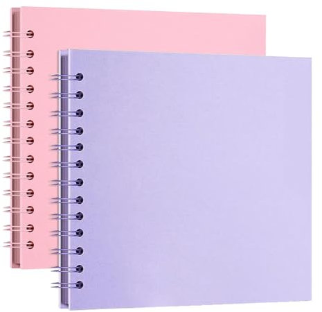 2 Pcs Fotoalbum zum Selbstgestalten und Einkleben, 20 Seiten Scrapbook DIY Spiralalbum, Gästebuch, zum Einkleben für Familien, Baby, Hochzeit, Jahrestag, Geburtstags Scrapbook Set (Lila+Rosa)
