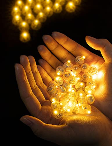 ANBET 50 Stück LED Ballons Lichter Runde Mini Bunte Ballonlichter für Party Halloween Weihnachten Karneval Bar Klub Geburtstag Hochzeit Deko Lichter (warm)