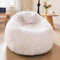 XeGe Faux Fur Bean Bag Cover(No Filler), Fluffy Stuffed Animal Storage Bean Bag Chair Cover for Bedroom Home Decor, Furry Fuzzy Big Gaming Bean Bag Cover for Adults Teens Kids Girls, Anti-slip, White