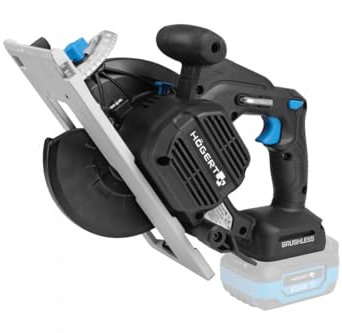 HÖGERT TECHNIK Akku-Handkreissäge 18V, bürstenloser Motor, kabellos, 0-5000 U/min, 165mm Scheibendurchmesser, werkzeuglose Einstellungen, LED, ohne Akku, Aluminium-Schutz, ideal für Holz und Bretter