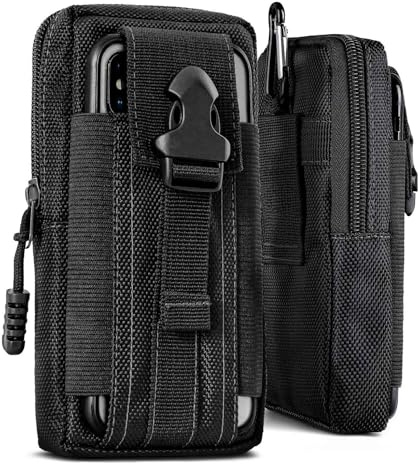 ONEFLOW Survival Case für Google Pixel 9 Pro Fold Handy Gürteltasche aus Nylon mit Karabiner, Taktische EDC Tasche mit Gürtel Halterung, Etui Handyhülle Outdoor Handytasche, Schwarz