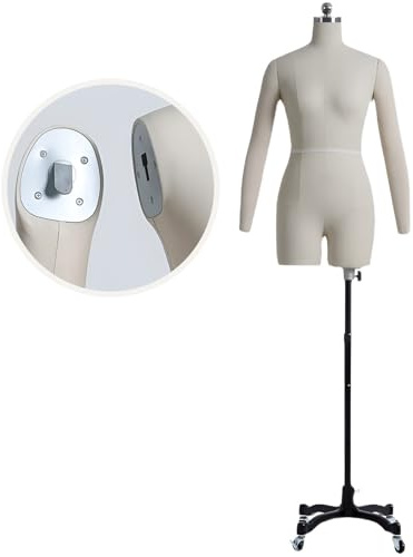 Verstellbare Halbkörper-Schaufensterpuppe aus weichem Schaumstoff. Einsteckbare Stifte zum Anfertigen einer Schneiderpuppe für weibliche Models,Witharms-XL-Model86