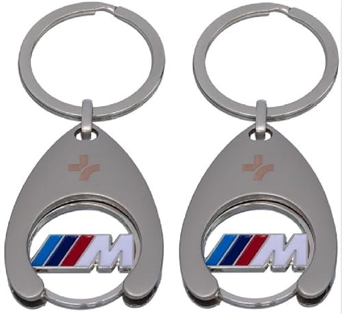 BMW Lot de 2 porte-clés M Perfomance Motorsport avec jeton de chariot, argenté, taille unique