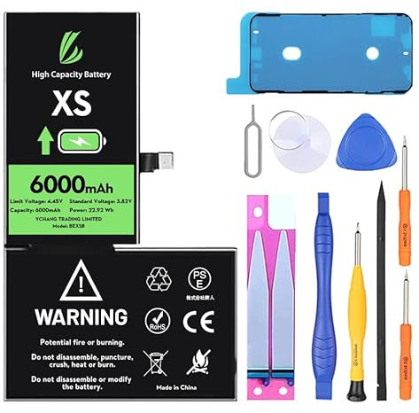LL TRADER Akku für iPhone XS, 6000mAh Lithium-Ionen-Akku mit hoher Kapazität und Allen Reparaturwerkzeugen