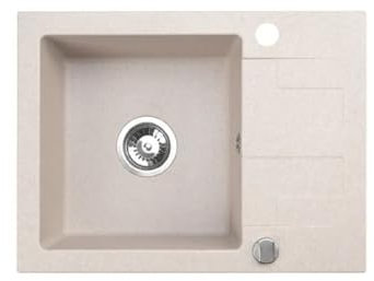 QLS Neli Beige - Fregadero (59 x 44 cm, con escurridor), color beige