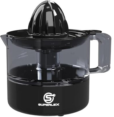 SUPERLEX Electric Citrus Press 30W - Compact Orange/Lemon Juicer with Dual Rotation, 0.5L Juice Container, Pulp Filter & Easy-Clean Design - Quiet Operation for Home & Small Commercial Use, White