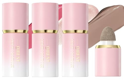 3er-Pack Kontur, Highlighter & Rouge Set - Langanhaltend, Natürlich, Leicht, Aufbaubar - Konturierungsbronzer, Flüssiger Rouge-Stick, Highlighter-Schminkstift