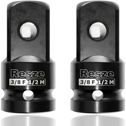 Resze 2PCS Impact Socket Adapter and Reducer Set,3/8to 1/2 Drive Socket Adapter Set, Square Adapter Breaker Bar Wrench Conversion Kit Mechanic tools