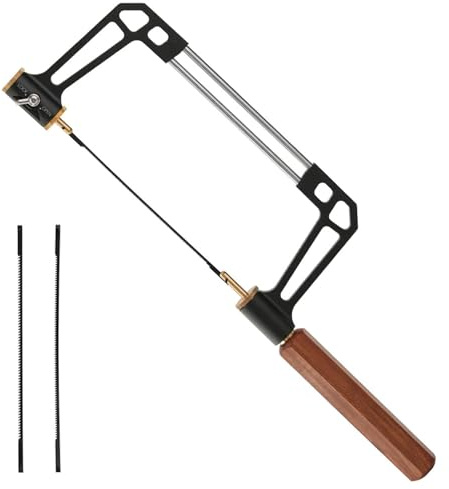 Laubsäge mit feststellbarem Rahmen und Klingen zum Schneiden von Holz, Stahl und Stein in der Holzbearbeitung Handwerk