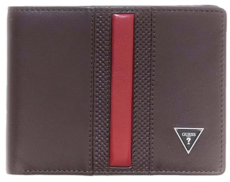 GUESS Leder Geldbörse Torino Bifold Wallet Brown Rain Drum Dunkelbraun