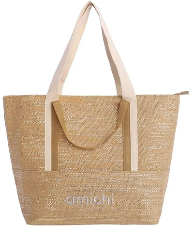 AMICHI - Bolso shopper mujer - Bolso mujer de rafia para verano, Miramar