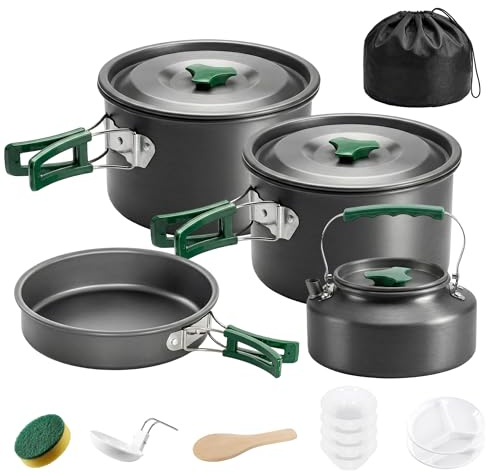 Outsunny Set di Pentole da Campeggio per 4-5 Persone, Leggero, Grigio