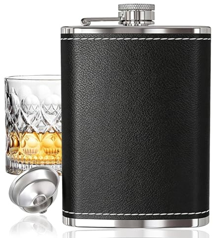8OZ Hip Flasks for Women Men with Funnel Stainless Steel Pocket Flask Whisky Flask Portable Alcohol Bottle for Hiking Camping Party Barbecue and Outdoor Activities