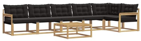 vidaXL Outdoor-Sofagarnitur 7 pcs Weiß und Schwarz 79 x 79 x 37 cm, Garten Sofa für draußen, modernes Lounge Set, langlebige Möbel für die Terrasse, bequemes Sitzen
