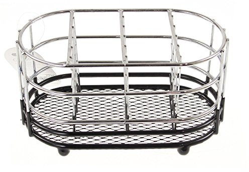 Apollo Utensil Holder Chrome Cutlery Storage Black Plastic Drain Oval Compartments Rack