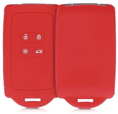kwmobile Autoschlüssel Hülle kompatibel mit Renault 4-Tasten Smartkey Autoschlüssel (nur Keyless Go) - Silikon Schutzhülle Schlüsselhülle Cover in Rot