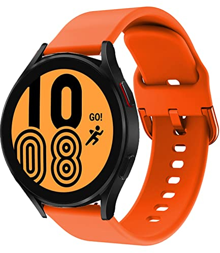 DEALELE Compatibile con Samsung Galaxy Watch 6/6 Classic / 5/5 PRO / 4/4 Classic / 3 41mm / Active 2, Cinturino di Ricambio in 20mm Silicone per Huawei GT3 42mm / GT2 42mm, Arancio