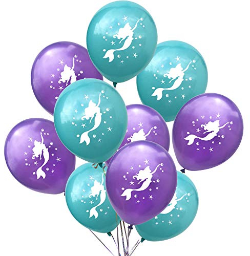 Oblique Unique® Meerjungfrau Luftballon Set für Mädchen Kinder Geburtstag Baby Shower Schuleinführung Feier Motto Party Meerjungfrauen Mermaid Ballons Lila Türkis