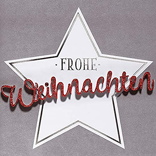 Perleberg klassische Weihnachtskarte mit Umschlag - hochwertige Weihnachtspostkarte mit Merry Christmas Lettering - Karte Weihnachten für schöne Weihnachtsgrüße - Grußkarte - Top Qualität