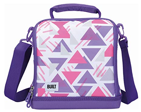 BUILT Borsa Termica per Il Pranzo con Design The Active, Poliestere PEVA, Viola/Bianco, L