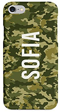 Tirita Personalised Custom Initials Hard Phone Case/Cover compatible with iPhone 7 Plus & 8 Plus Camouflage Camo Pattern [08 - Multicam Green]