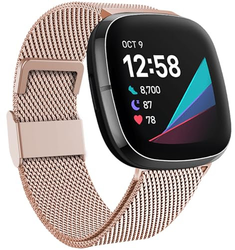 Faliogo Kompatibel Mit Fitbit Versa 3/4 Und Sense Armband - Edelstahl Metall Ersatzband Mit Magnetschloss