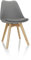hjh OFFICE 4er Set Esszimmerstühle Scandi Massivholz Beine Buche, Stuhl Küchenstuhl gepolstert im Retro-Design, Kunststoff Grau 661010