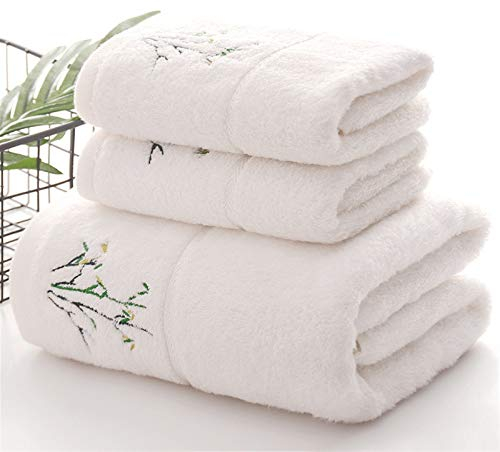 ZZDH Badetücher Bambusfaser Badetuch Set Stickerei Tuch Strandtuch Weiche und angenehm verdickte Gesichtswaschtuch (Color : D, Size : 35x75cm 2pcs)