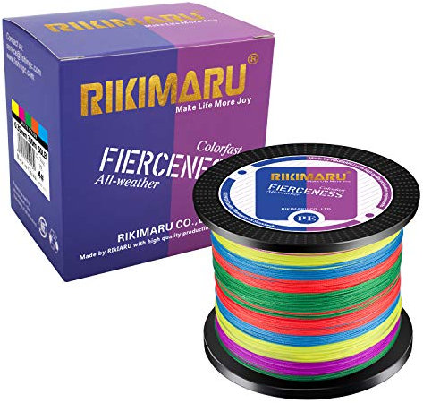 RIKIMARU Ferceness - Filo da pesca intrecciato (multicolore, 300 m, 6,8 kg (0,12 mm)